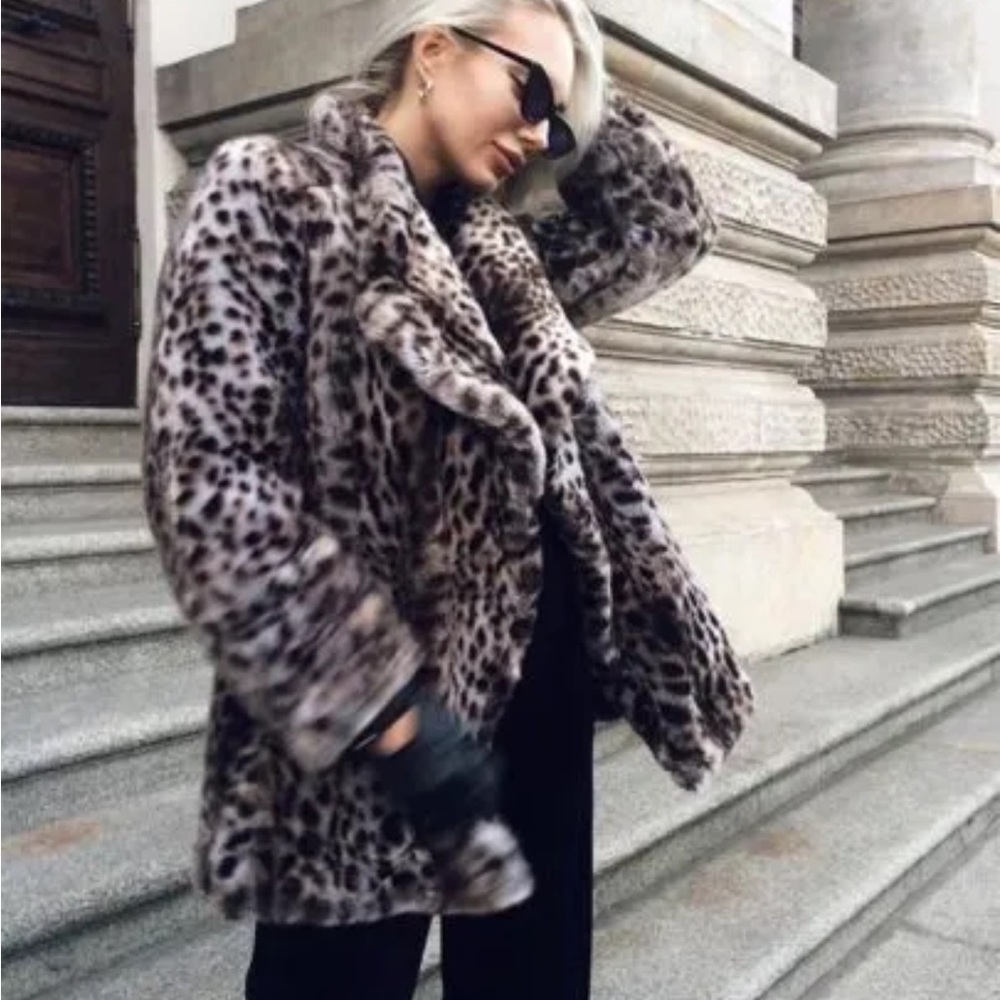 Leopard Print Faux Fur Coat